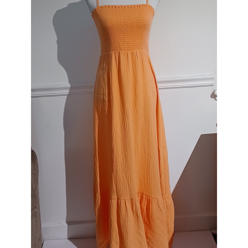 Steve Madden Madison Maxi Womens Dress Sz Med Salmon Color 100% Cotton - Picture 1 of 7
